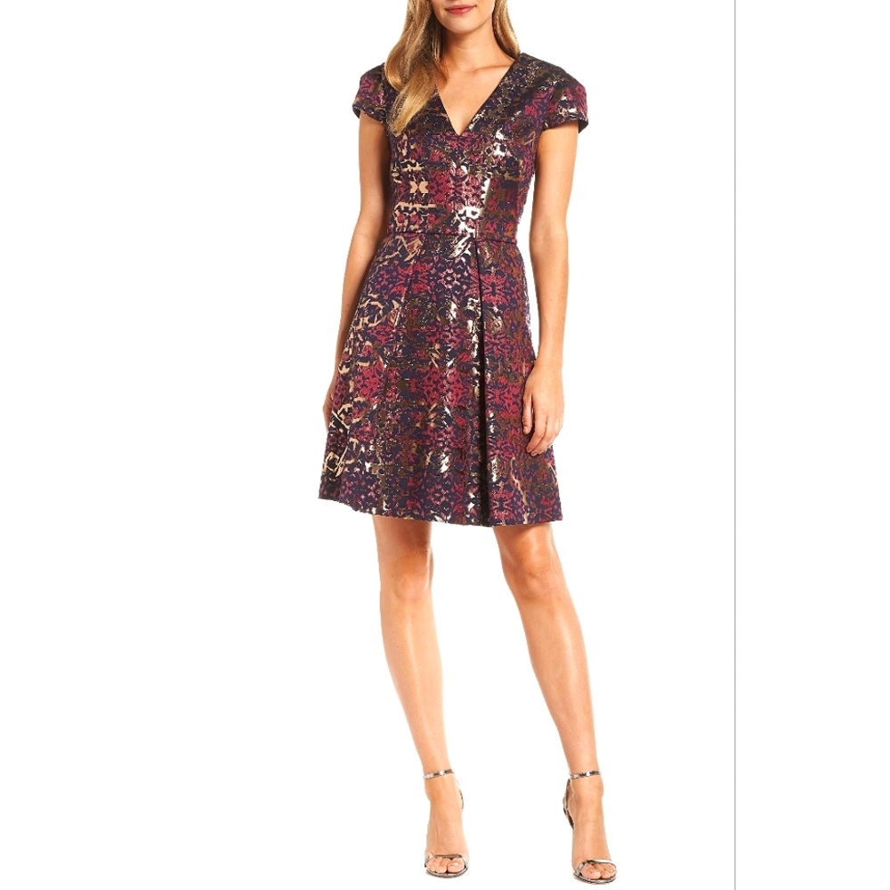 Vince Camuto Fit & Flare Metallic Dress